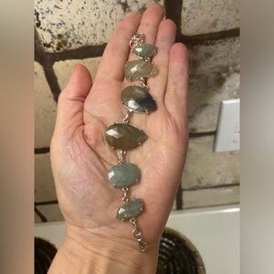 New sterling silver 925 and 6 stone faceted  aventurine 7” bracelet.